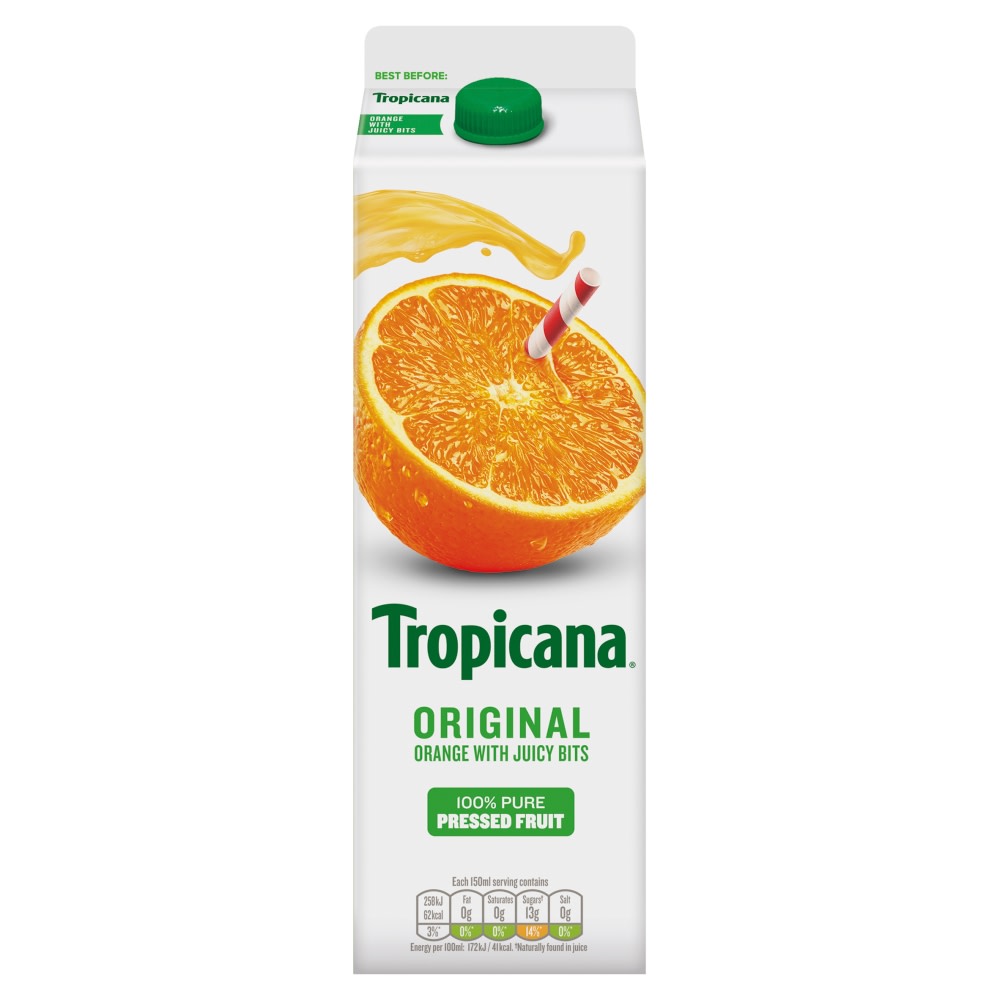 （限首页伦敦地区！）Tropicana鲜橙汁（含果粒）850ml T Original Orange with Juicy Bits