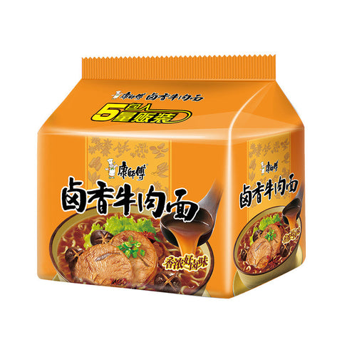 康师傅卤香牛肉面5连包 KSF Instant Noodles-Stewed Artificial Beef Flav.