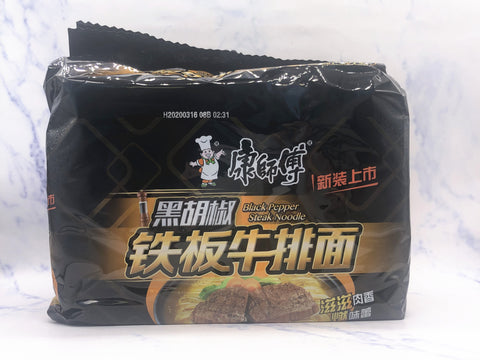 康师傅黑胡椒铁板牛肉面5连包 KSF Golden stock artificial black pepper steak flavor 5in1