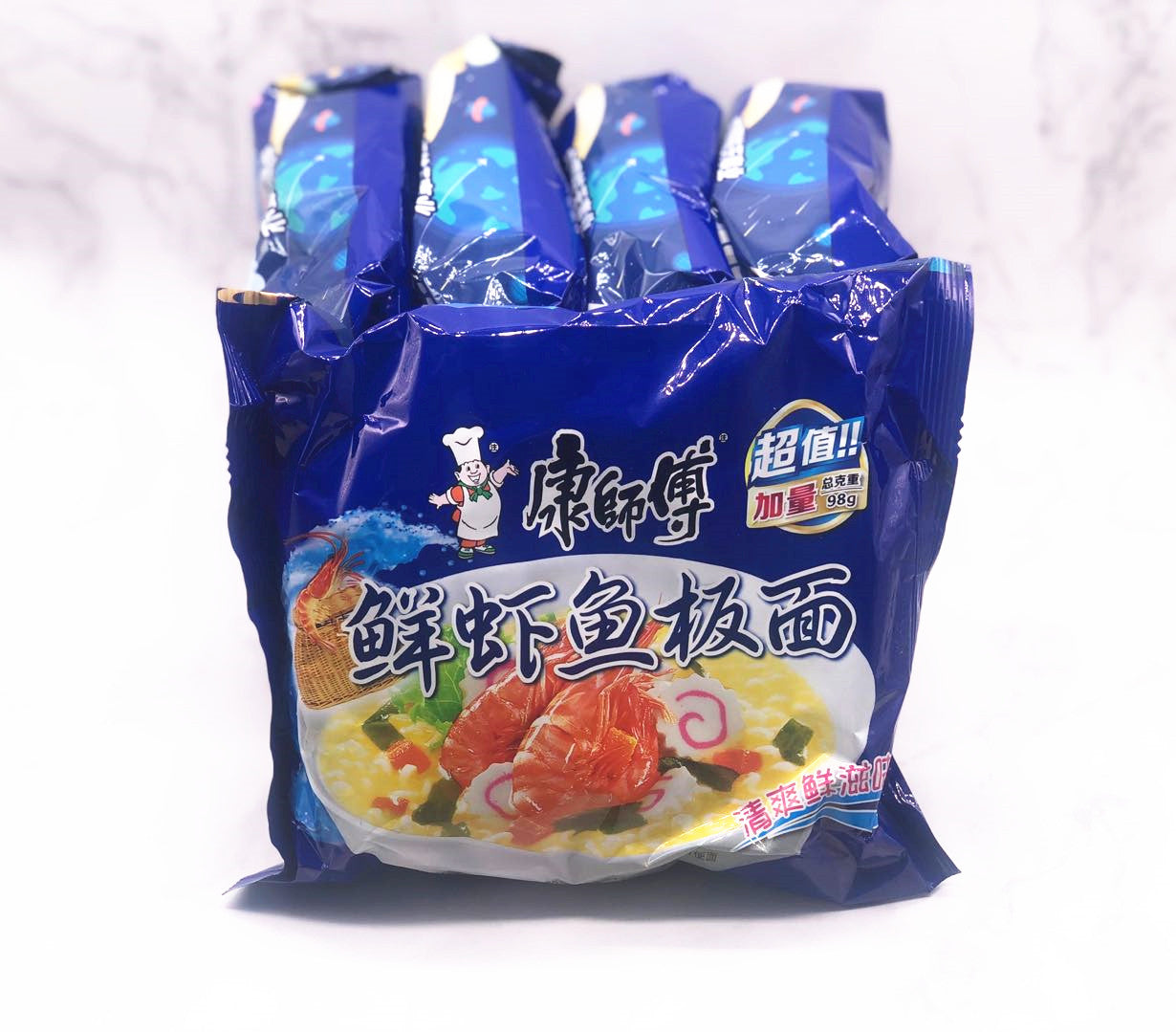 1箱30包！康师傅鲜虾鱼板面5连包 KSF Instant Noodle-Artificial Fish Flavour