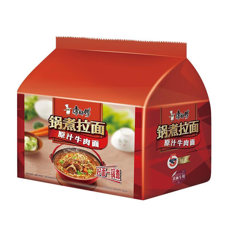 康师傅锅煮拉面原汁拉面5连包 KSF Instant Noodle-Artificial Beef Ramen Flav.