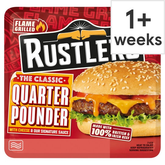 （伦敦外拍冷冻包装费！）冷藏Rustler速食牛肉芝士汉堡4个 Rustler Quarter Pounder Cheese Burger
